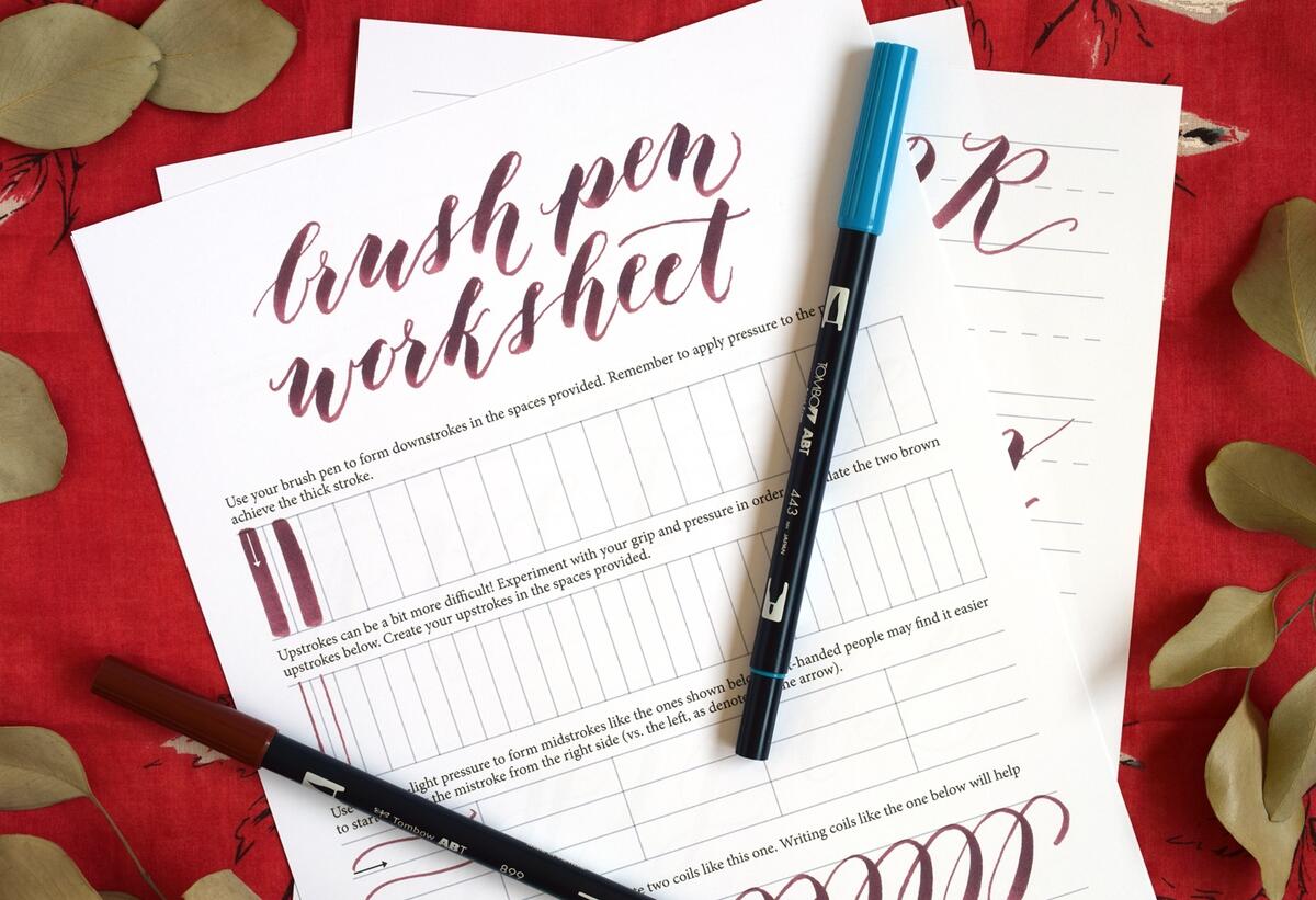 Modern Calligraphy Alphabet Practice Sheets Printable Worksheets For Small Brush Pens By Heidi Grace