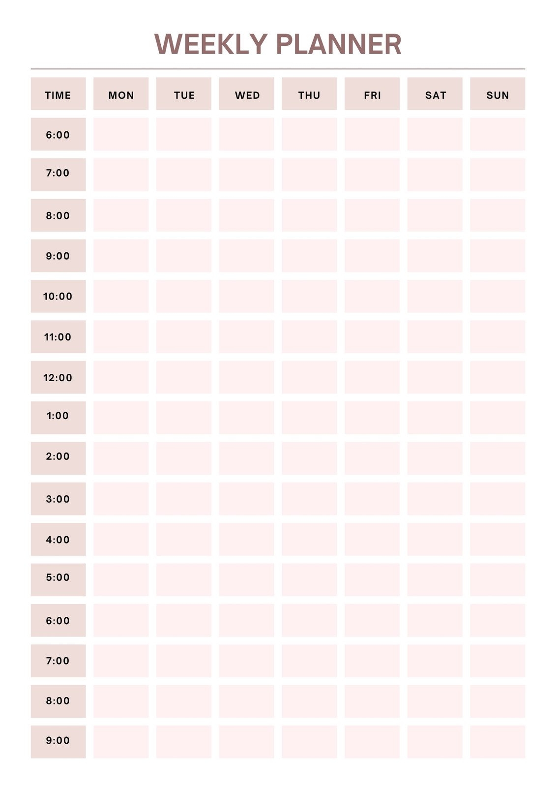 Weekly Schedule Planner Templates WORD EXCEL PDF