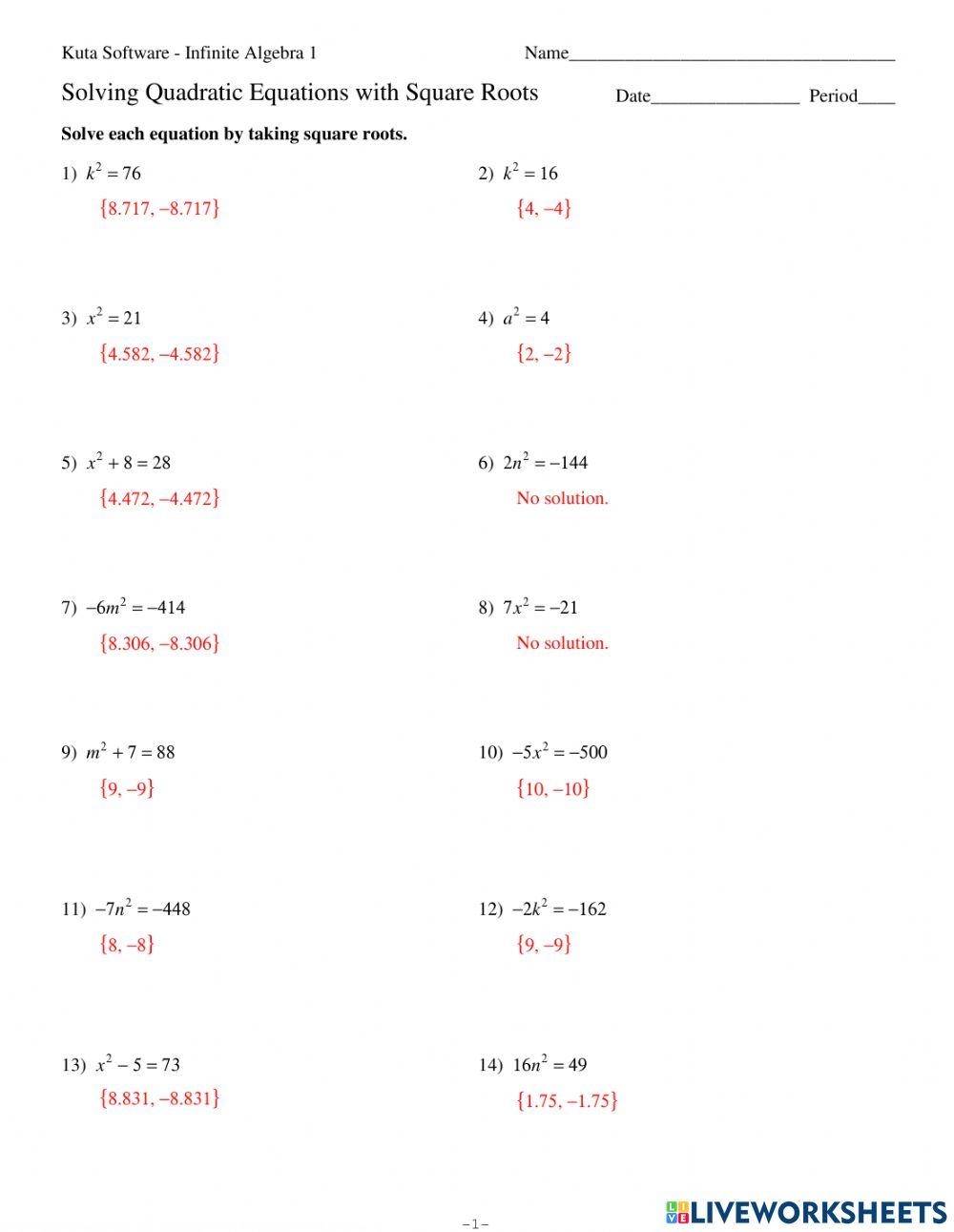 Free Equations With Square Roots Worksheet Download Free Equations With Square Roots Worksheet Png Images Free Worksheets On Clipart Library