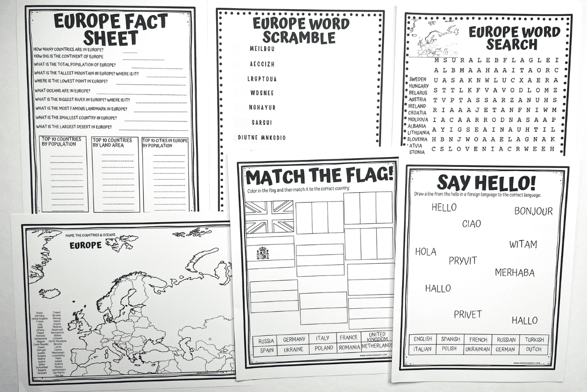 Free Europe Worksheets For Kids To Explore Geography