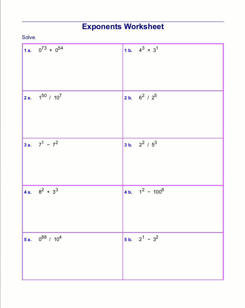 Free Exponents Worksheets Exponents Worksheets