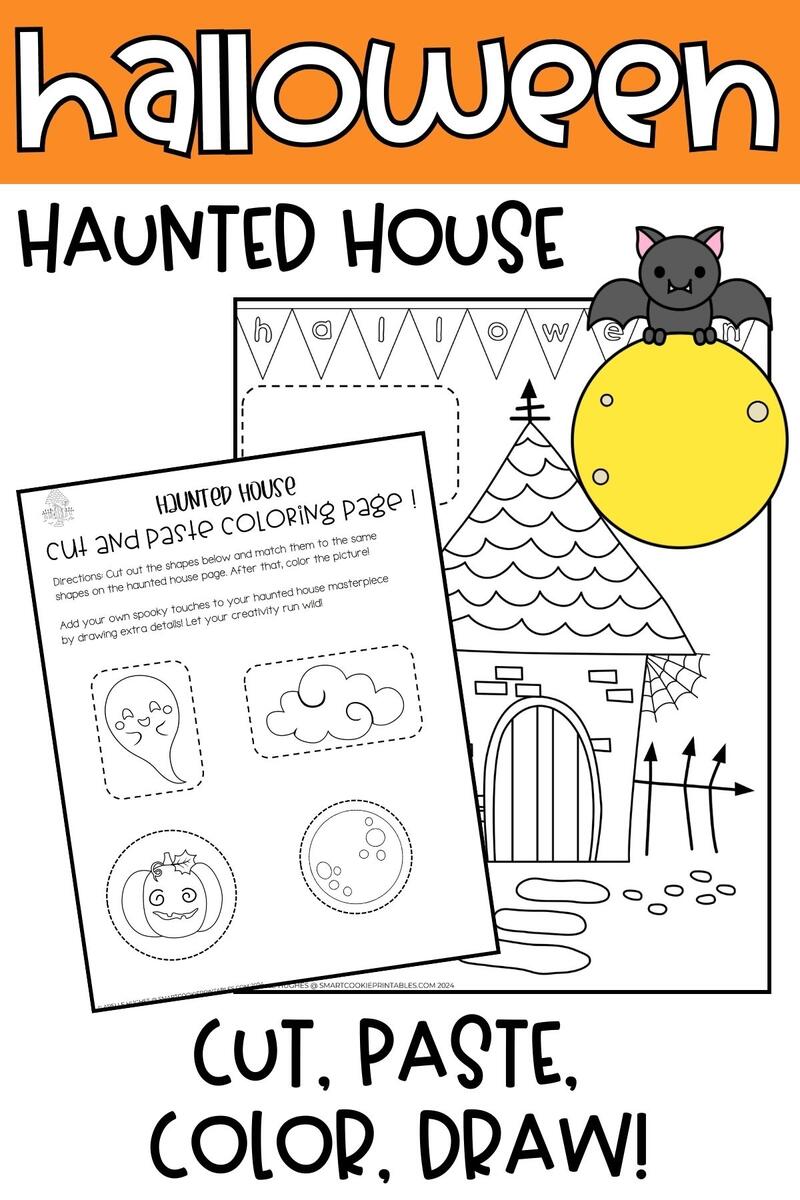 Free Halloween Haunted House Craft Activity For Kids Smart Cookie Printables Free Haunted House Coloring Pages Happy Toddler Playtime