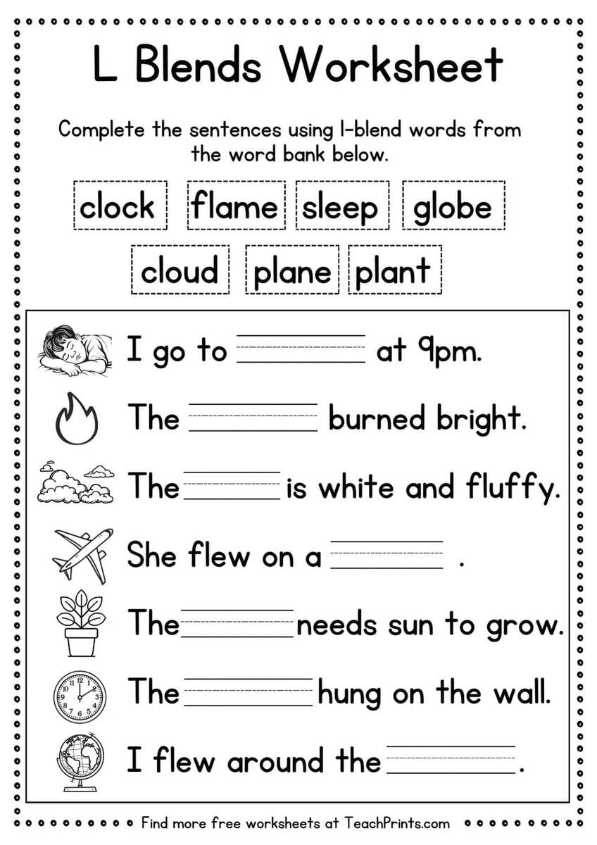 Free L Blend Worksheets Teach Prints Free L Blend Worksheets Teach Prints