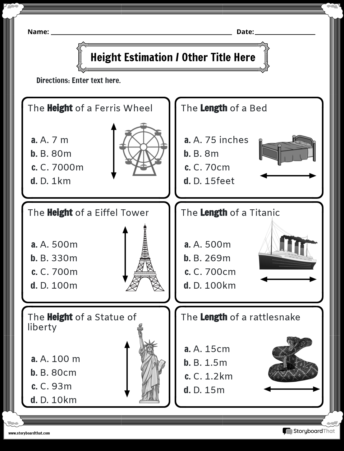 Free Metric Worksheets Customize With Storyboard That