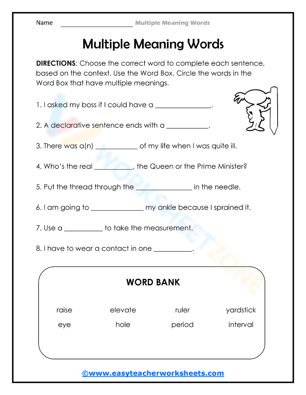 Free Multiple Meaning Words Worksheets For Teaching Worksheets Library