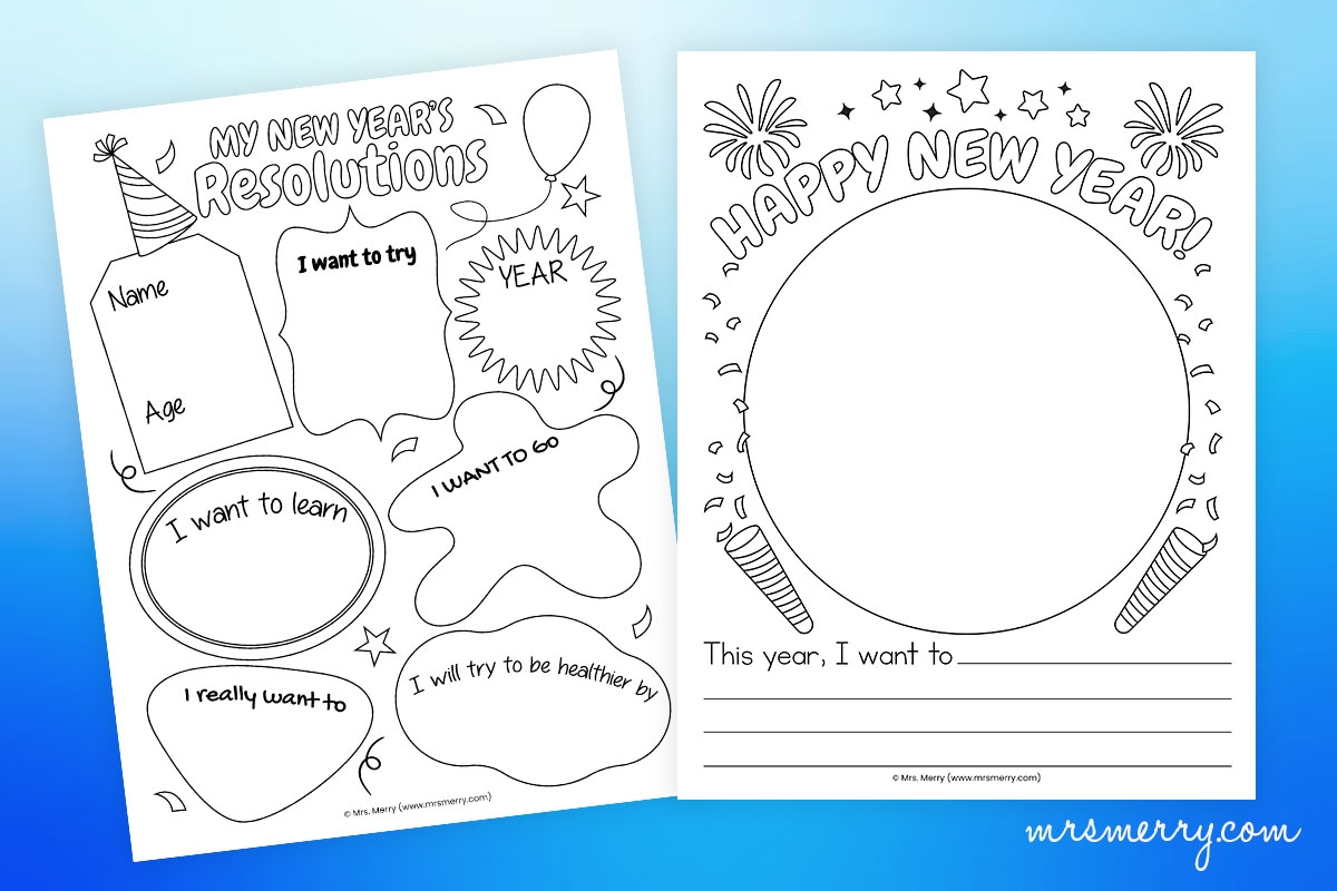 Free New Year S Resolutions Worksheets For Kids Printable Mrs Merry