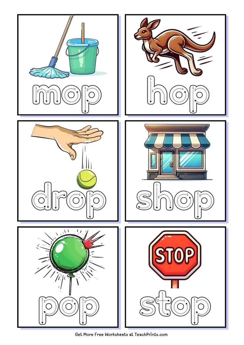 Free Op Word Family Worksheets Teach Prints