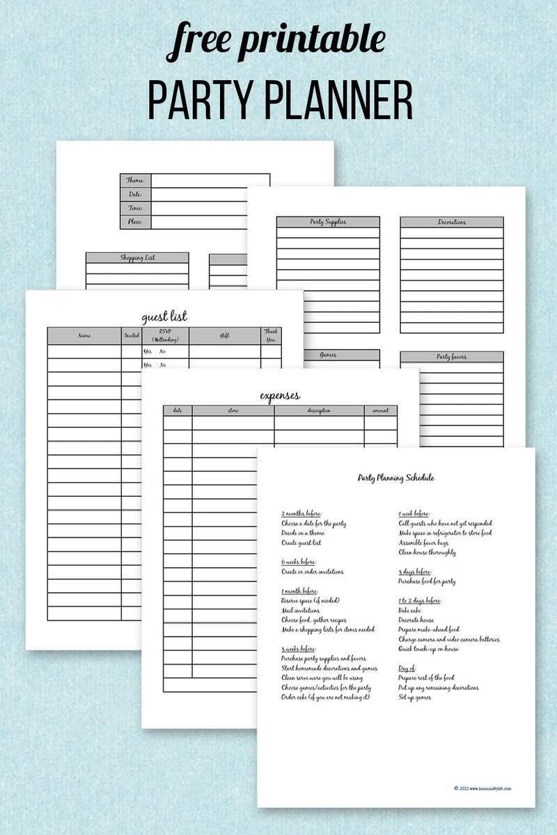 Free Party Planner Printable Free Party Planning Printables To Make Your Life Easy