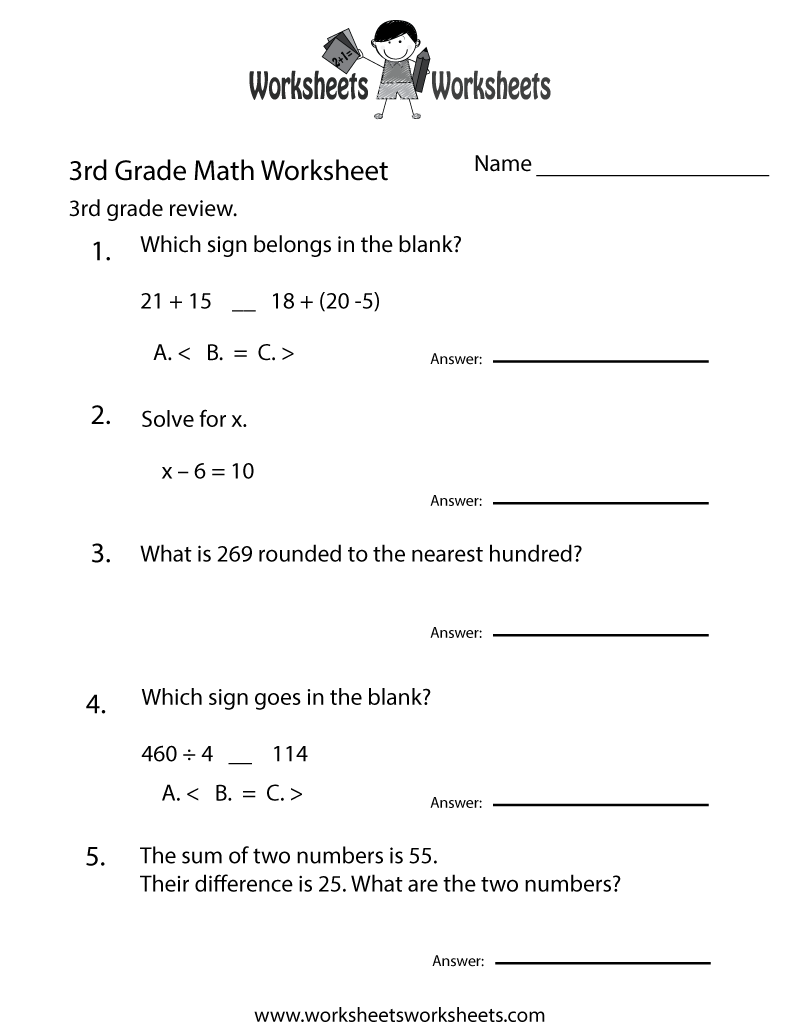 Free Printable 3rd Grade Math Review Worksheet Free 3rd Grade Math Worksheets To Customize Canva