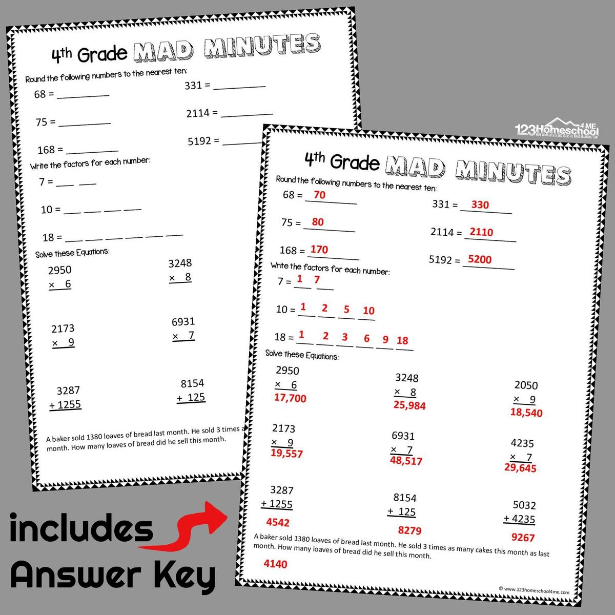 FREE Printable 4th Grade Math Worksheets Pdf