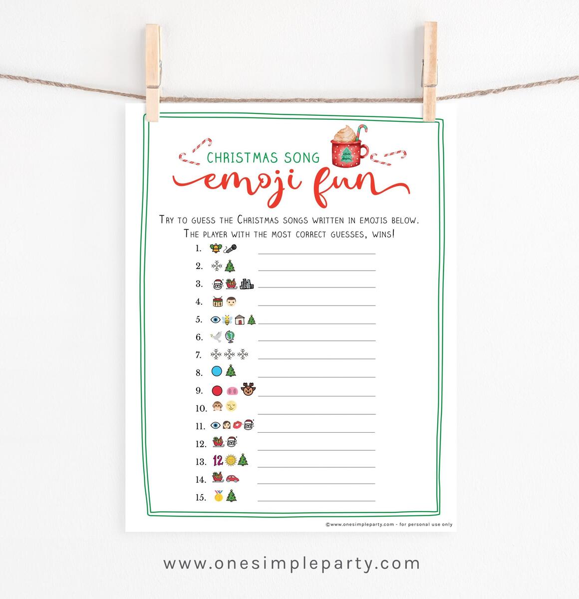 Free Printable Christmas Song Emoji Game