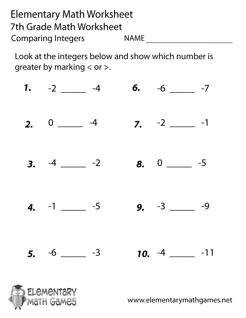 7th Grade Math Worksheets