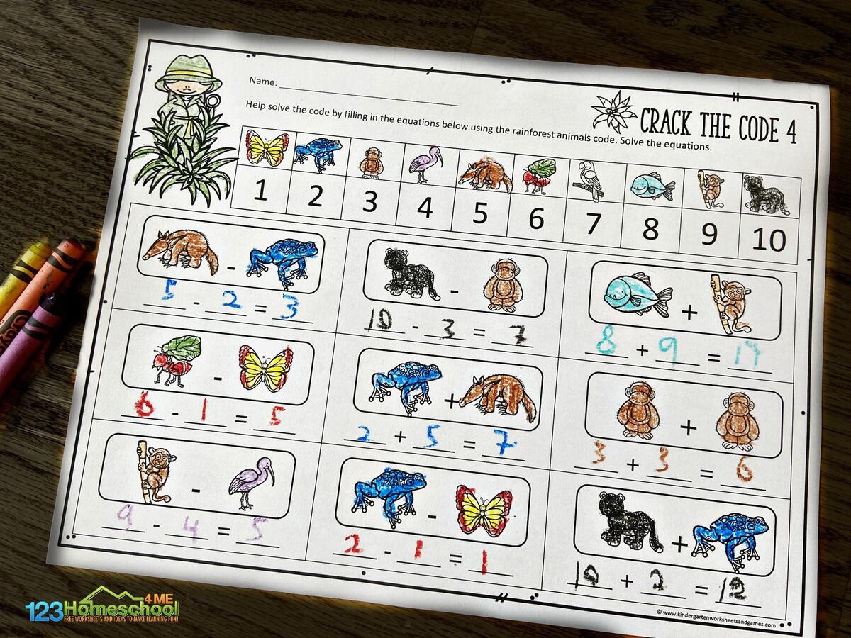 FREE Printable Crack The Code Kindergarten Addition Math Worksheet S 2 Digit Addition With And Without Regrouping Motivational Secret Code Message Made By Teachers