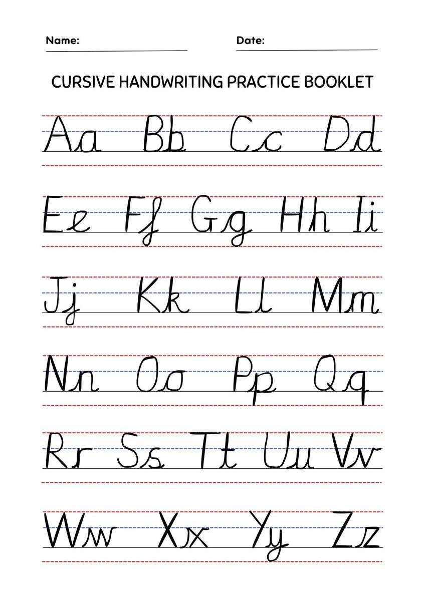 Printable Cursive Alphabet Worksheets Handwritting Practice Pages How To Connect Cursive Letters Cursive Writing Practice Etsy