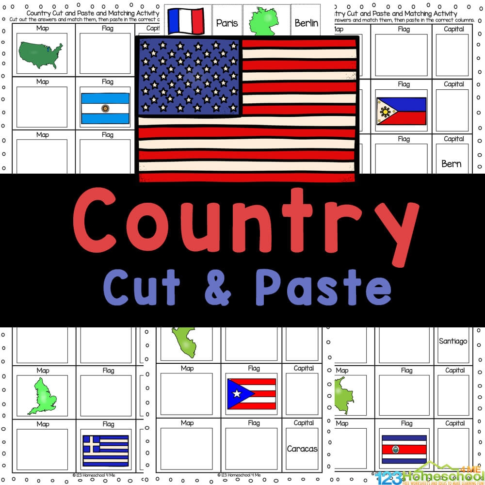 FREE Printable Cut And Paste Country Worksheets Flags Of The World Coloring Pages Gift Of Curiosity