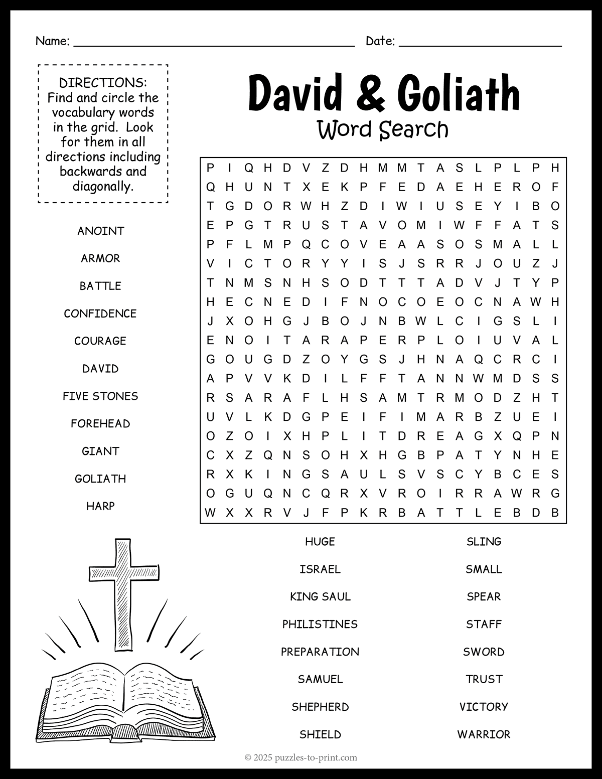 Free Printable David And Goliath Word Search Free Printable David And Goliath Word Search