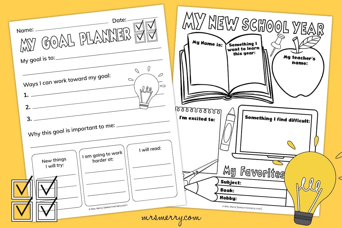 Student Academic Goal Setting Sheets Primary Theme Park
