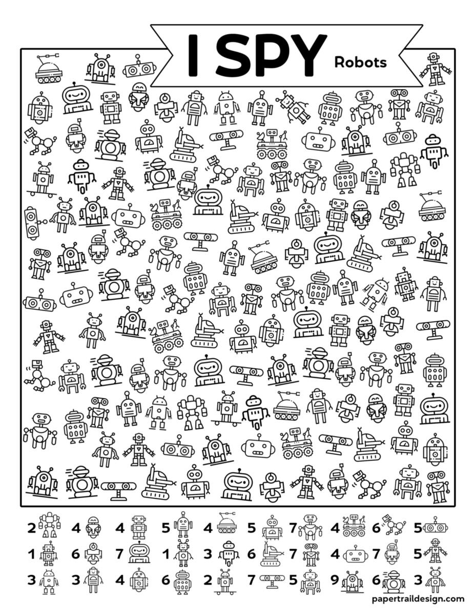 Free Printable I Spy Robots Activity Paper Trail Design Free Printable I Spy Robots Activity Paper Trail Design
