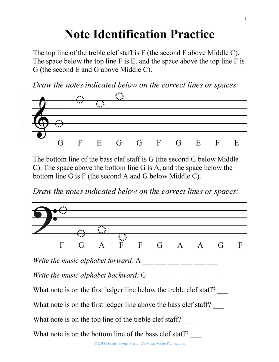 FREE Printable Music Note Naming Worksheets Presto Its Music Worksheets Library