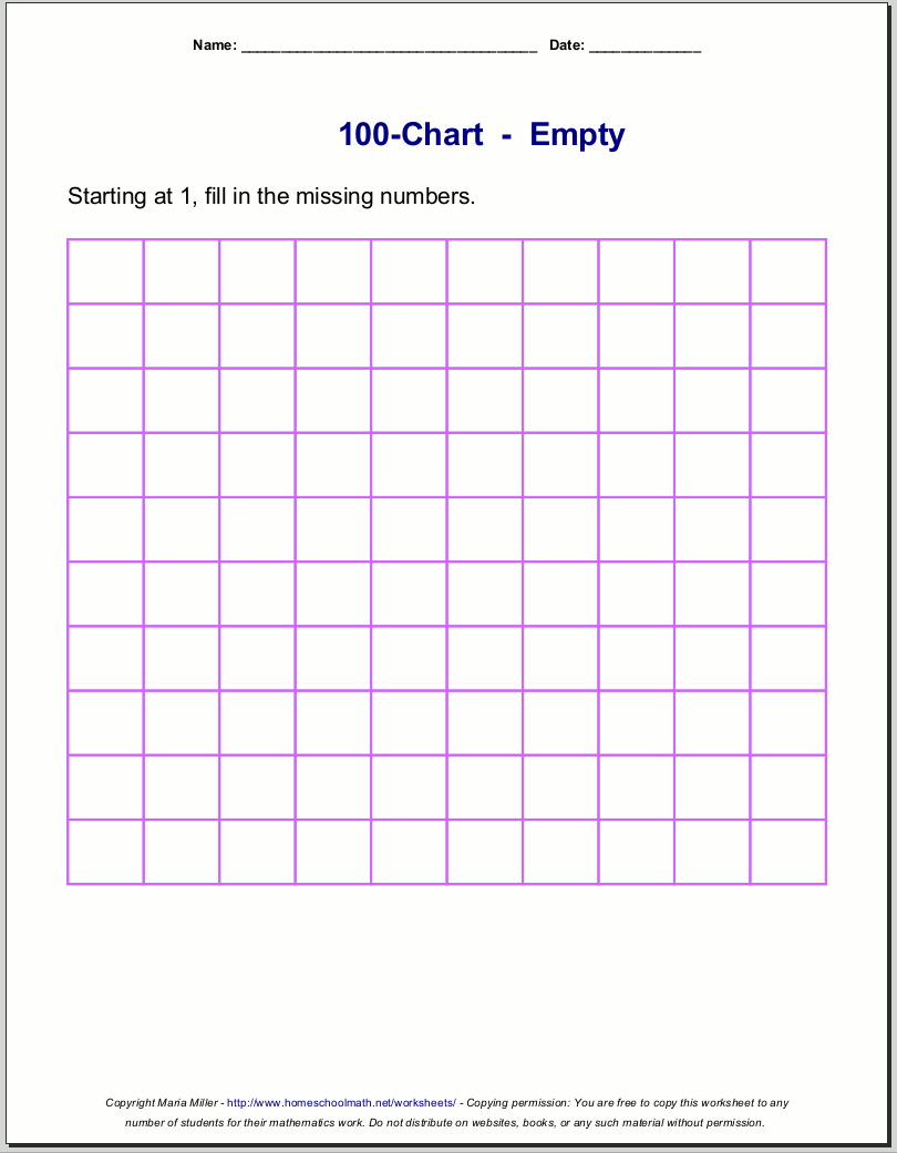 Free Number Chart 1 30