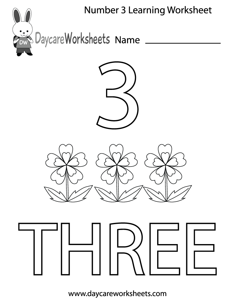Free Printable Number Three Learning Worksheet For Preschool FREE Printable Number 3 Worksheets Counting Tracing