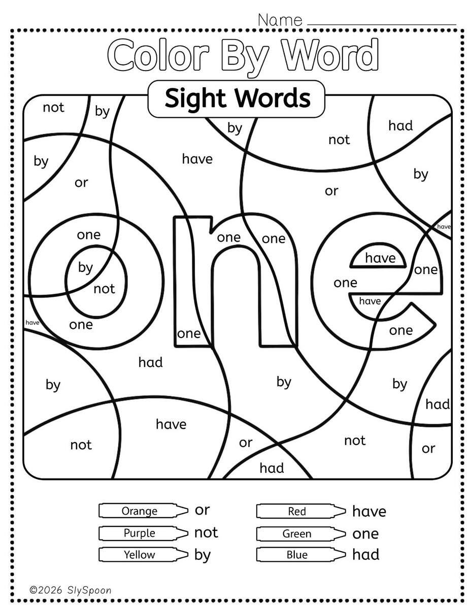 Free Printable One Sight Word Worksheets For Kindergarten First Grade Sly Spoon