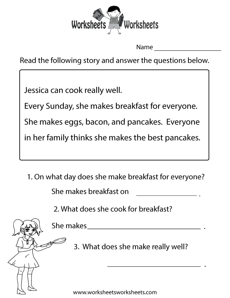 Free Printable Reading Comprehension Test Worksheet Free Printable Reading Comprehension Test Worksheet