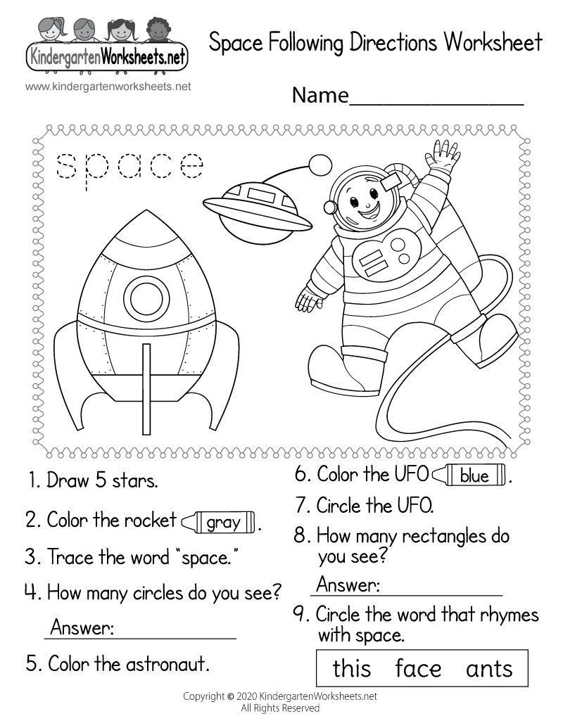 Free Printable Space Following Directions Worksheet Spring Following Directions Worksheet Free Printable Digital PDF