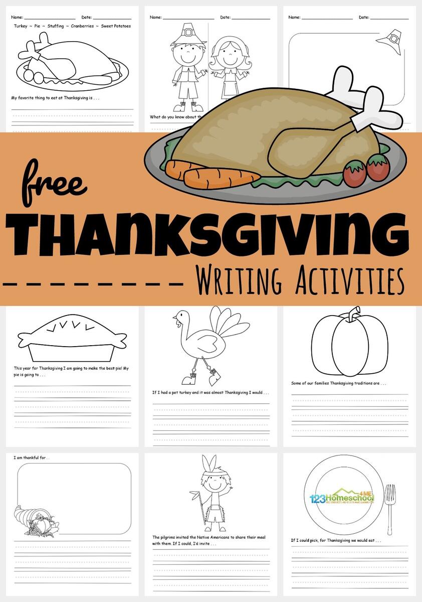 FREE Printable Thanksgiving Writing Activities FREE Printable Thanksgiving Writing Activities