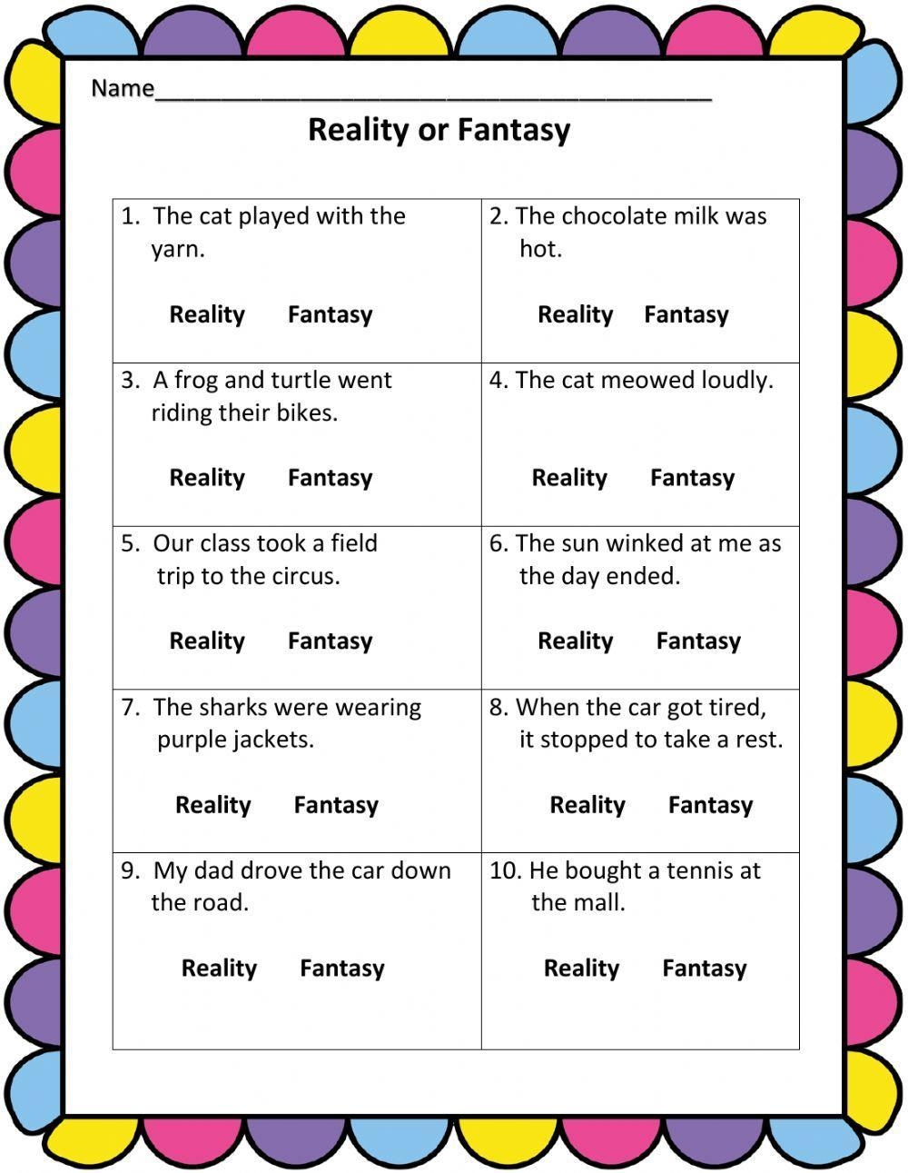 Free Reality And Fantasy Worksheet Download Free Reality And Fantasy Worksheet Png Images Free Worksheets On Clipart Library