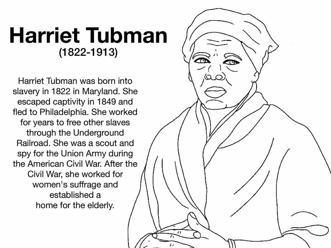 Free Sample Almost Harriet Tubman Women Worth Knowing Coloring Page Etsy