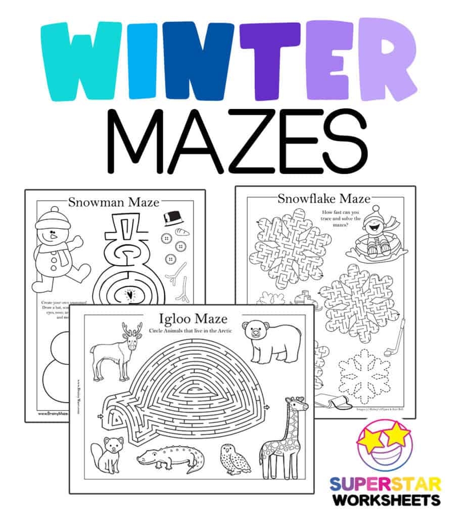 Free Seasonal Mazes Worksheets Superstar Worksheets Winter Spaghetti Maze Activity Winter Activities Holiday Mazes Made By Teachers