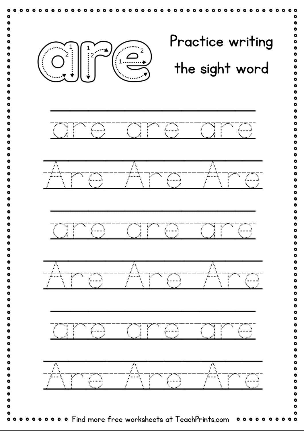 Free Sight Word Are Worksheets Teach Prints Free Sight Word Are Worksheets Teach Prints