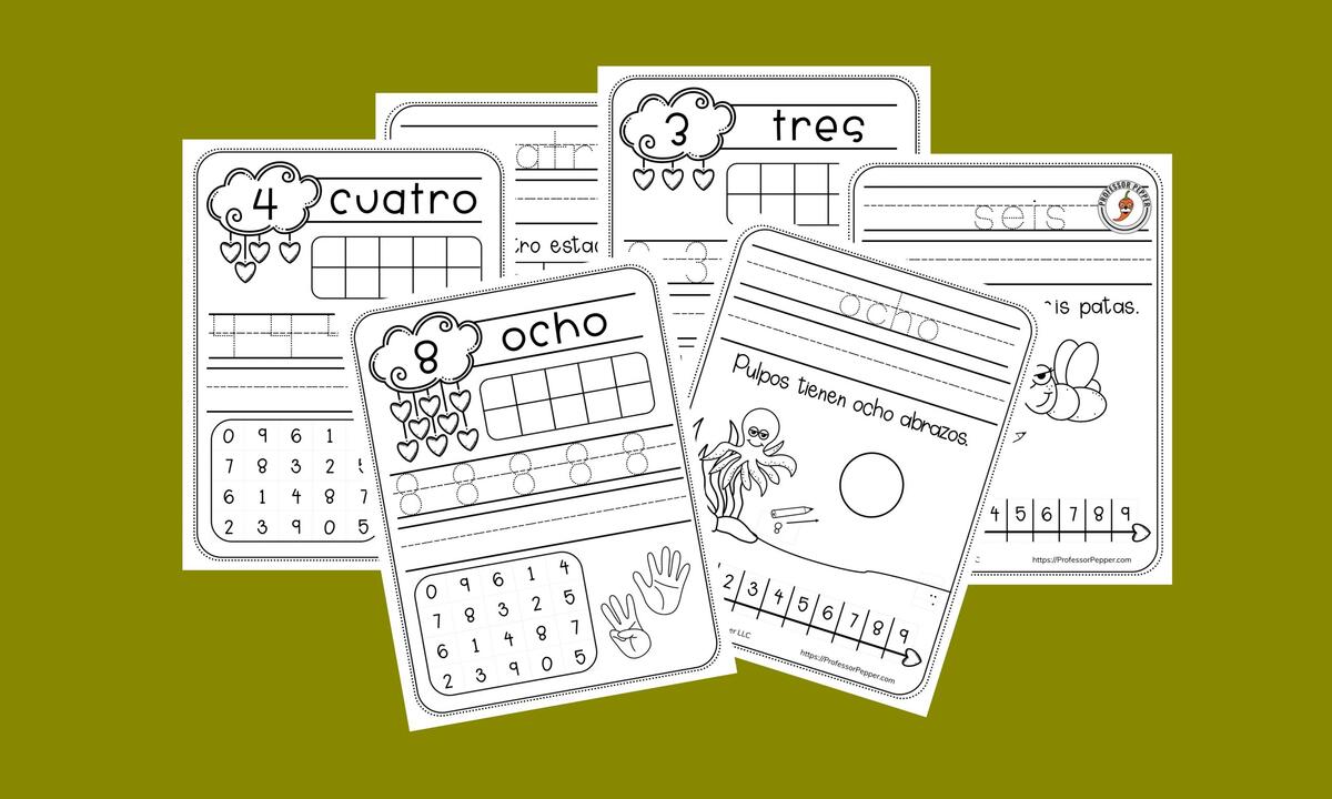 Free Spanish Numbers Practice Worksheets Hearts Edition Professor Pepper