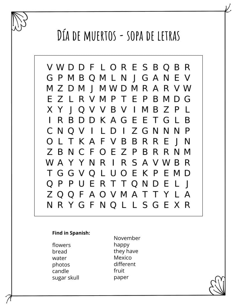 Free Spanish Worksheets For Day Of The Dead Spanish Mama