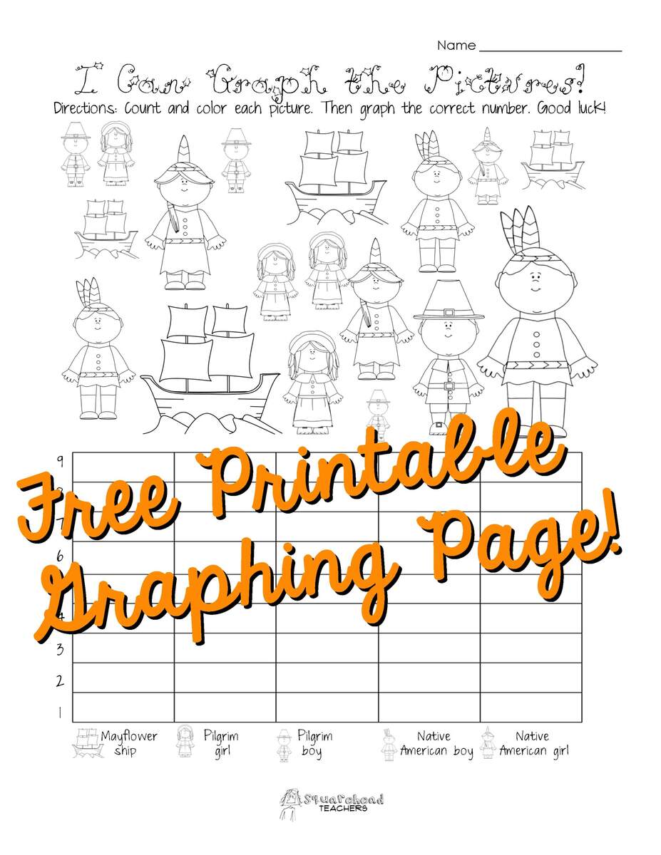Free Thanksgiving Graphing Worksheet Kindergarten First Grade Squarehead Teachers