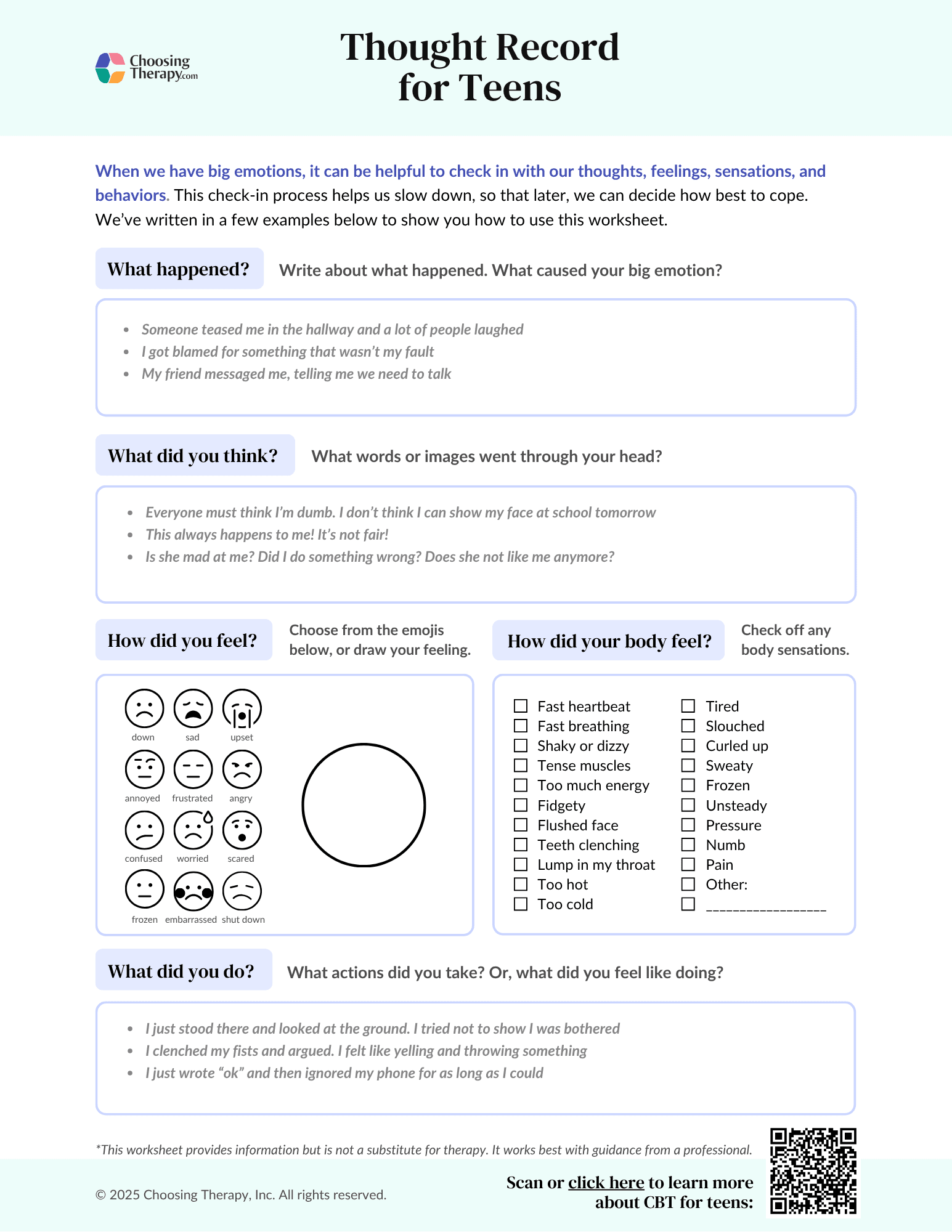 Anger Management Worksheets For Teens