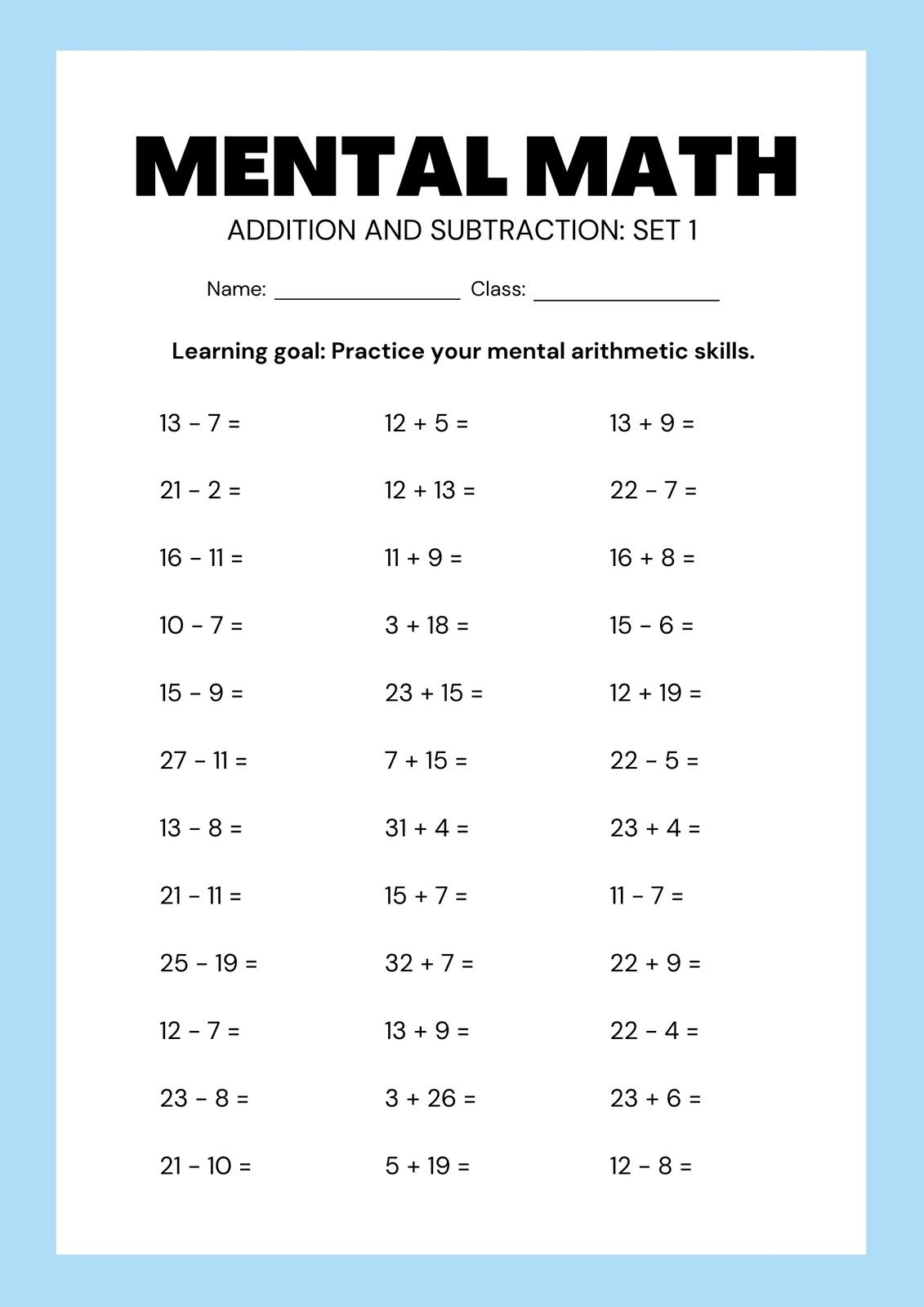 Free To Print And Edit Addition Worksheet Templates Canva