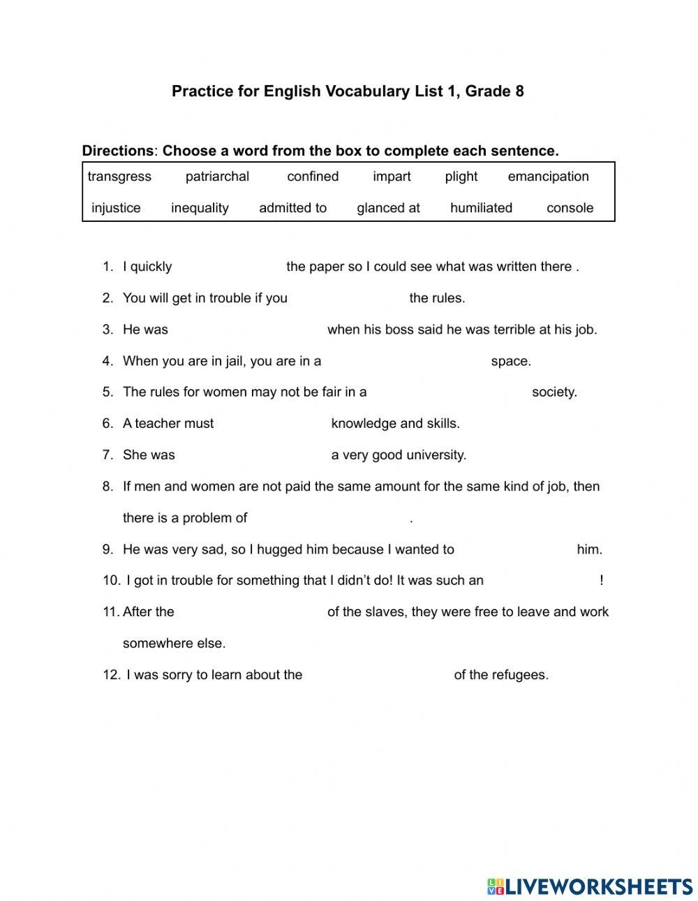 Free Vocabulary Worksheet 8th Grade Download Free Vocabulary Worksheet 8th Grade Png Images Free Worksheets On Clipart Library