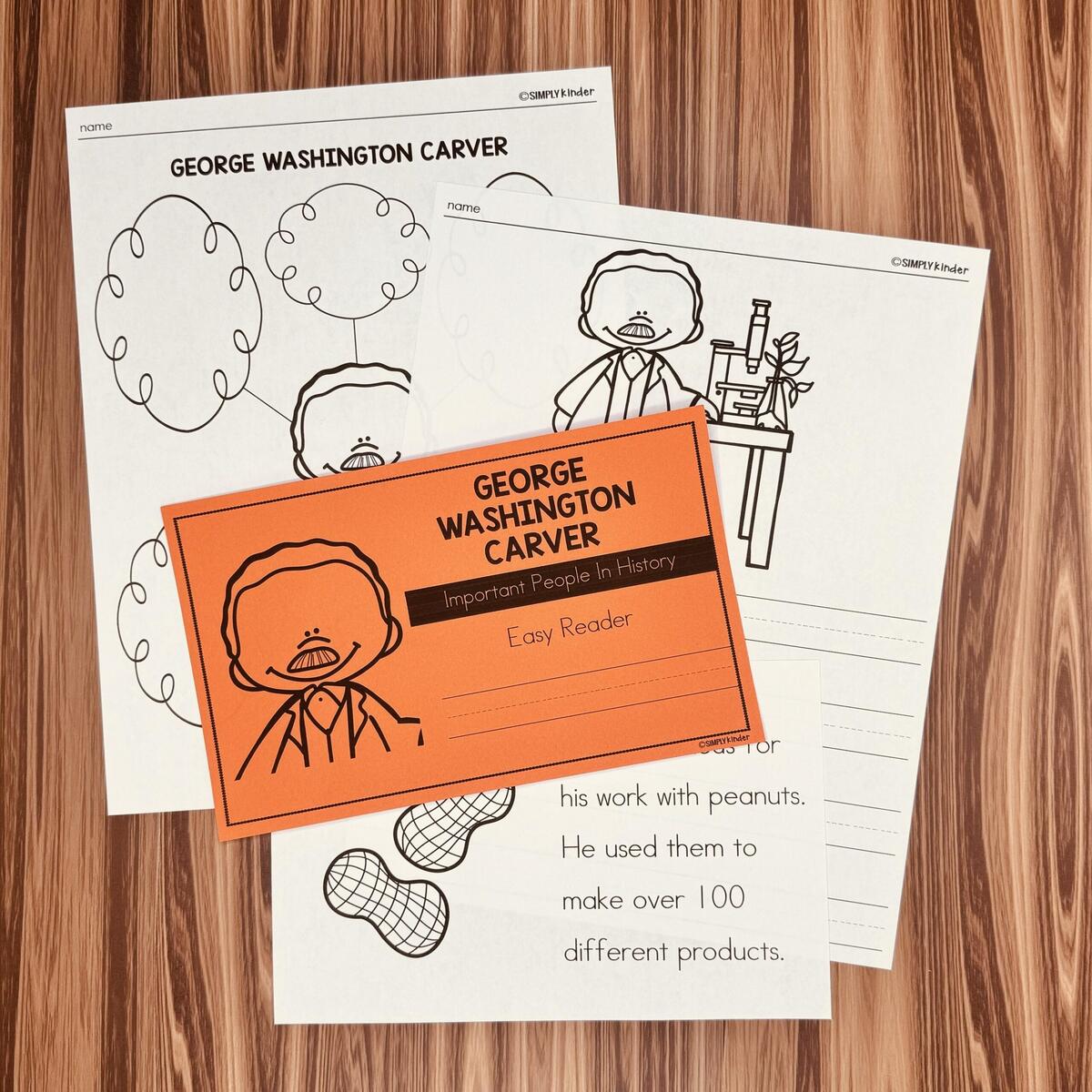 George Washington Carver Easy Reader Activities Simply Kinder Printable Membership