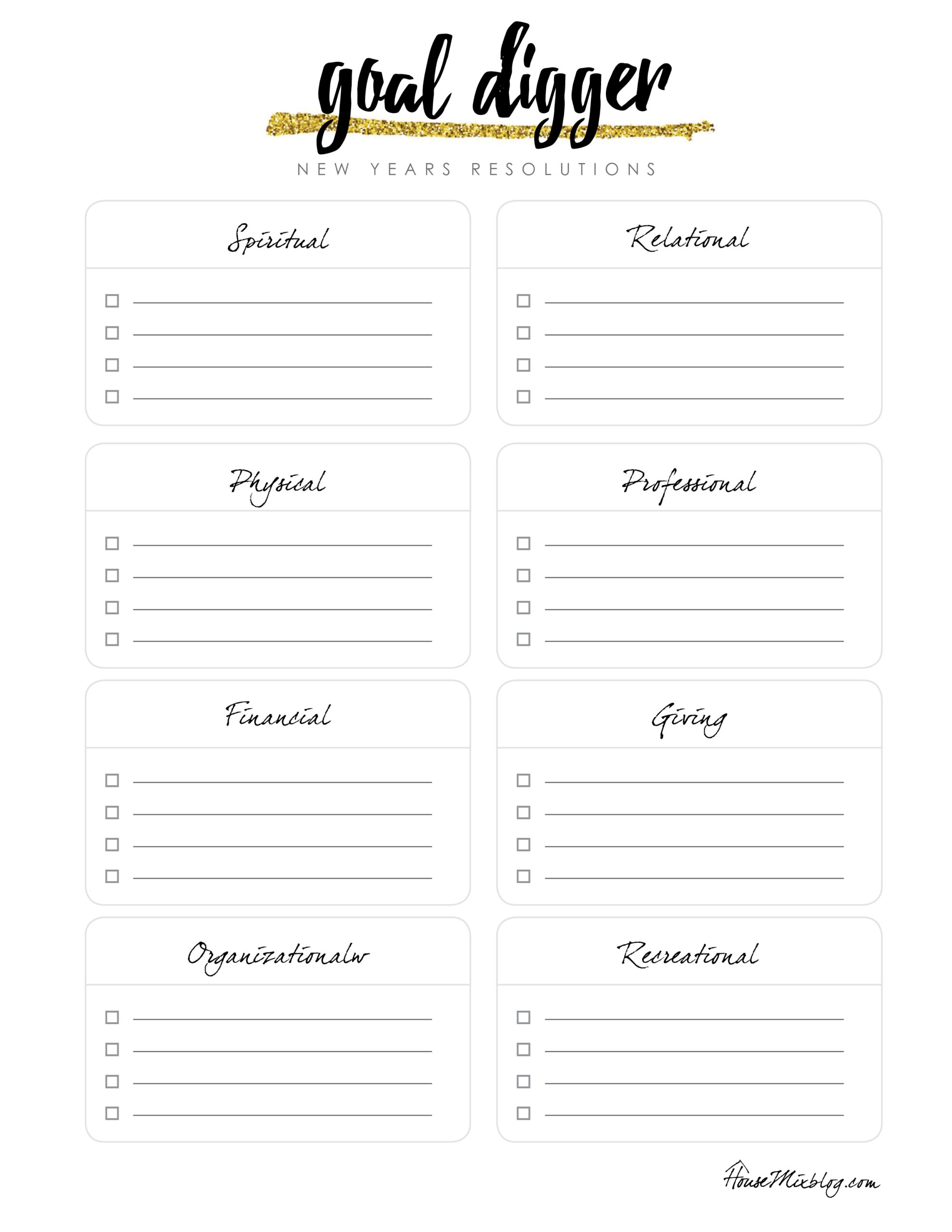 Goal Digger New Year S Resolution Printable House Mix