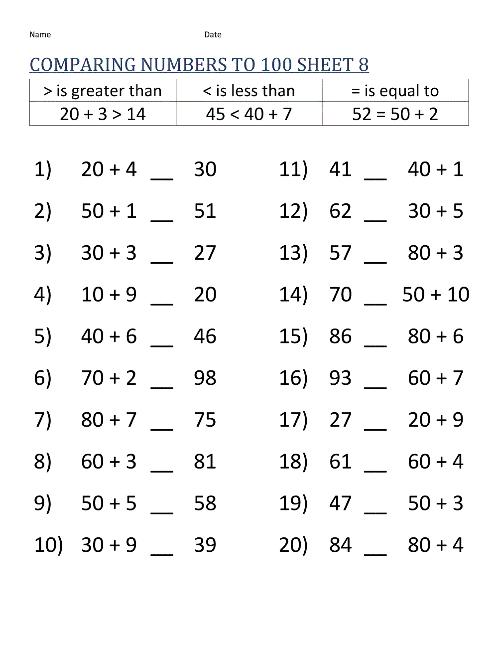 8th Grade Math Workhsheets