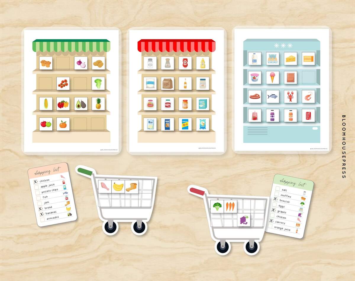 Grocery Shopping List Game Pretend Play Activity PDF Etsy