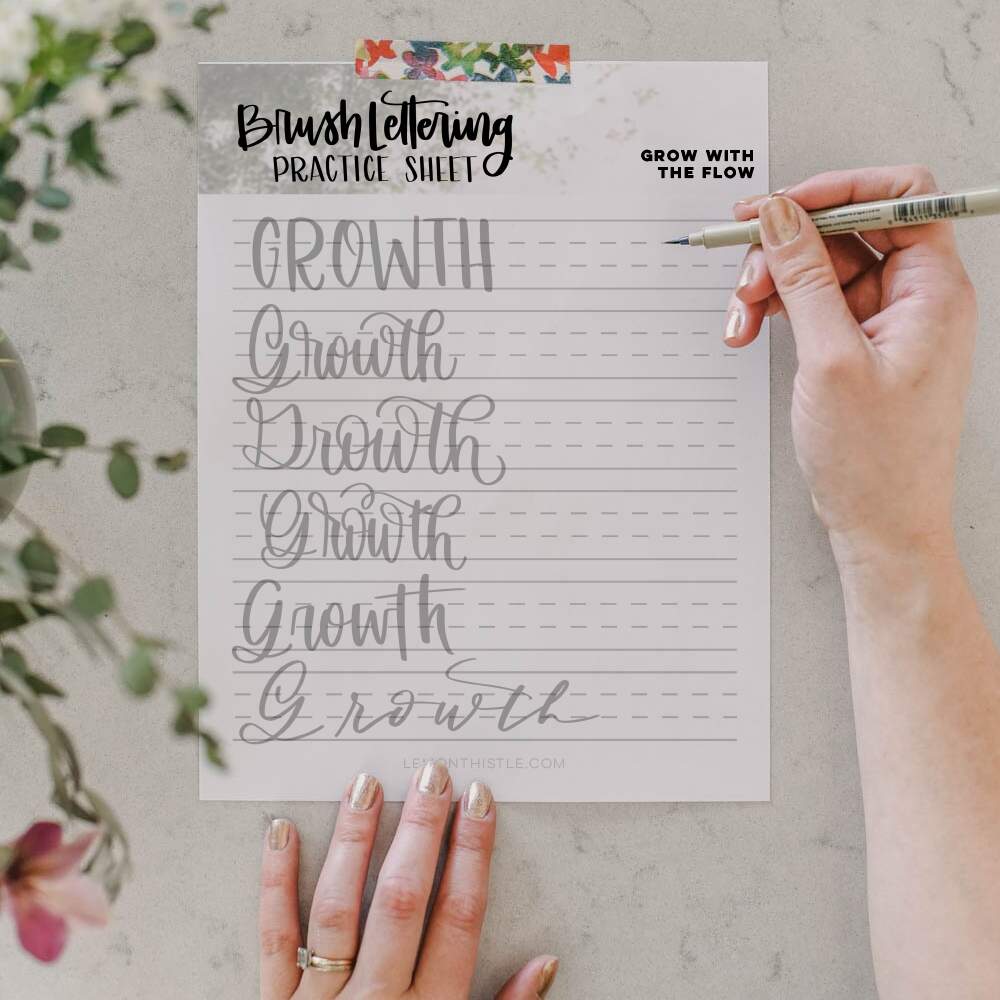 Growth Printable Hand Lettering Practice Sheet Lemon Thistle Growth Printable Hand Lettering Practice Sheet Lemon Thistle
