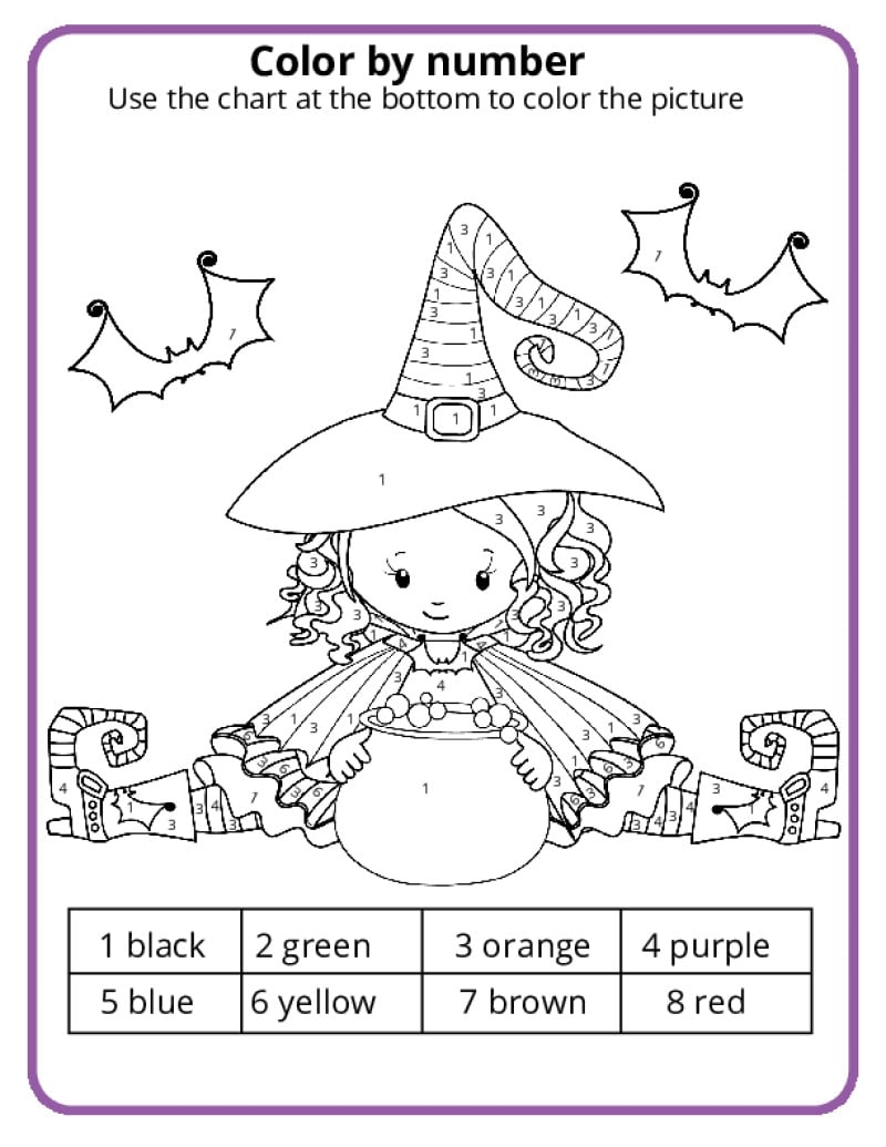 Halloween Color By Number Pages K12 Math Worksheets