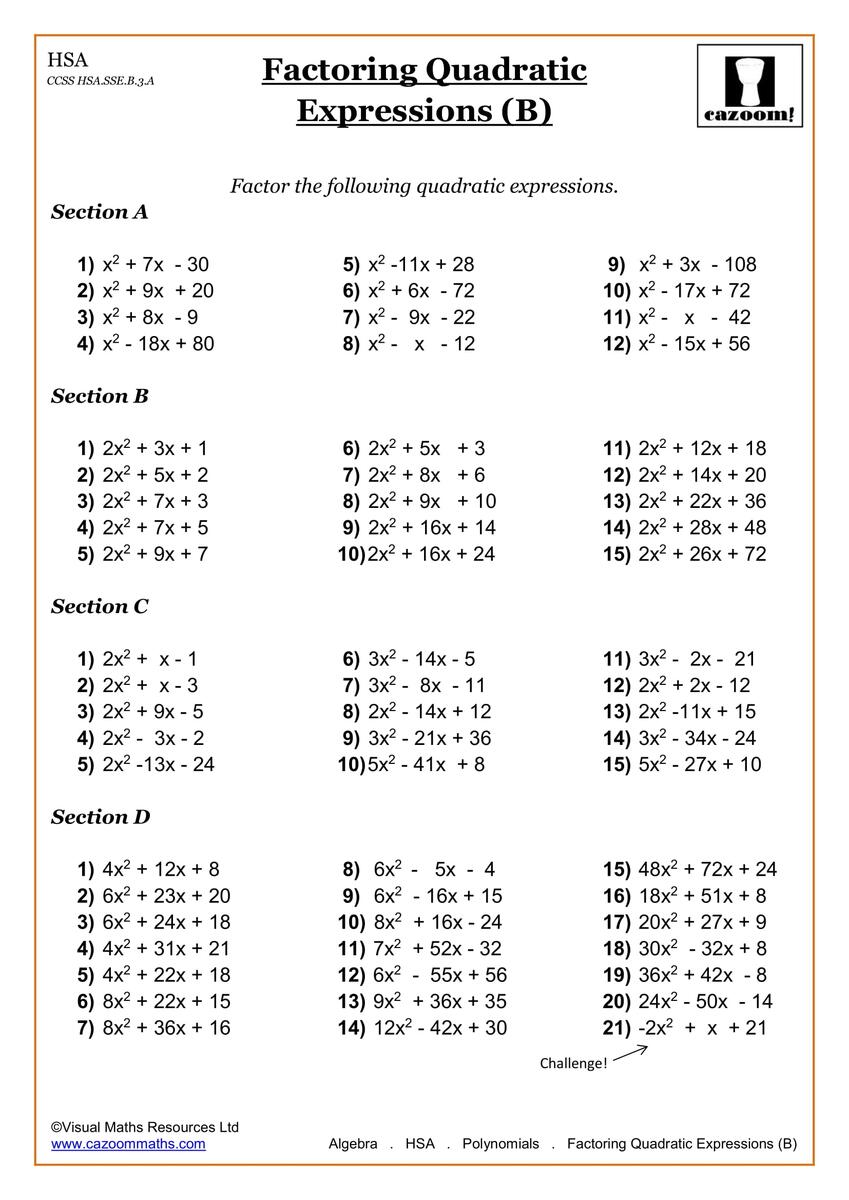 Free Printable 10th Grade Math Review Worksheet