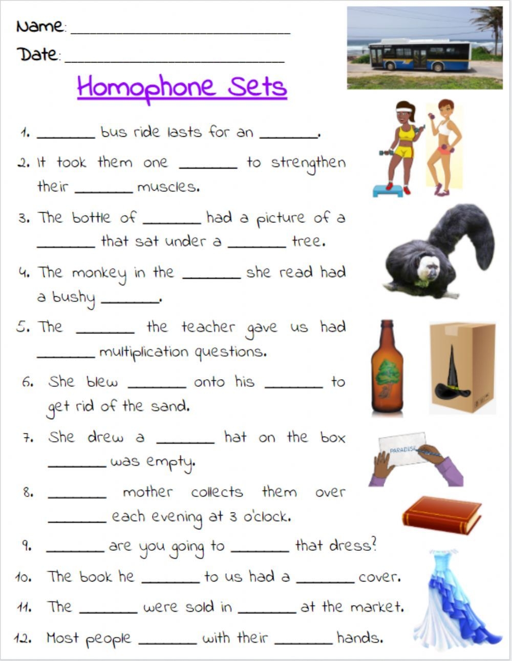 Homophones Worksheets For Grade 2 Printable Worksheet Template Worksheets Library