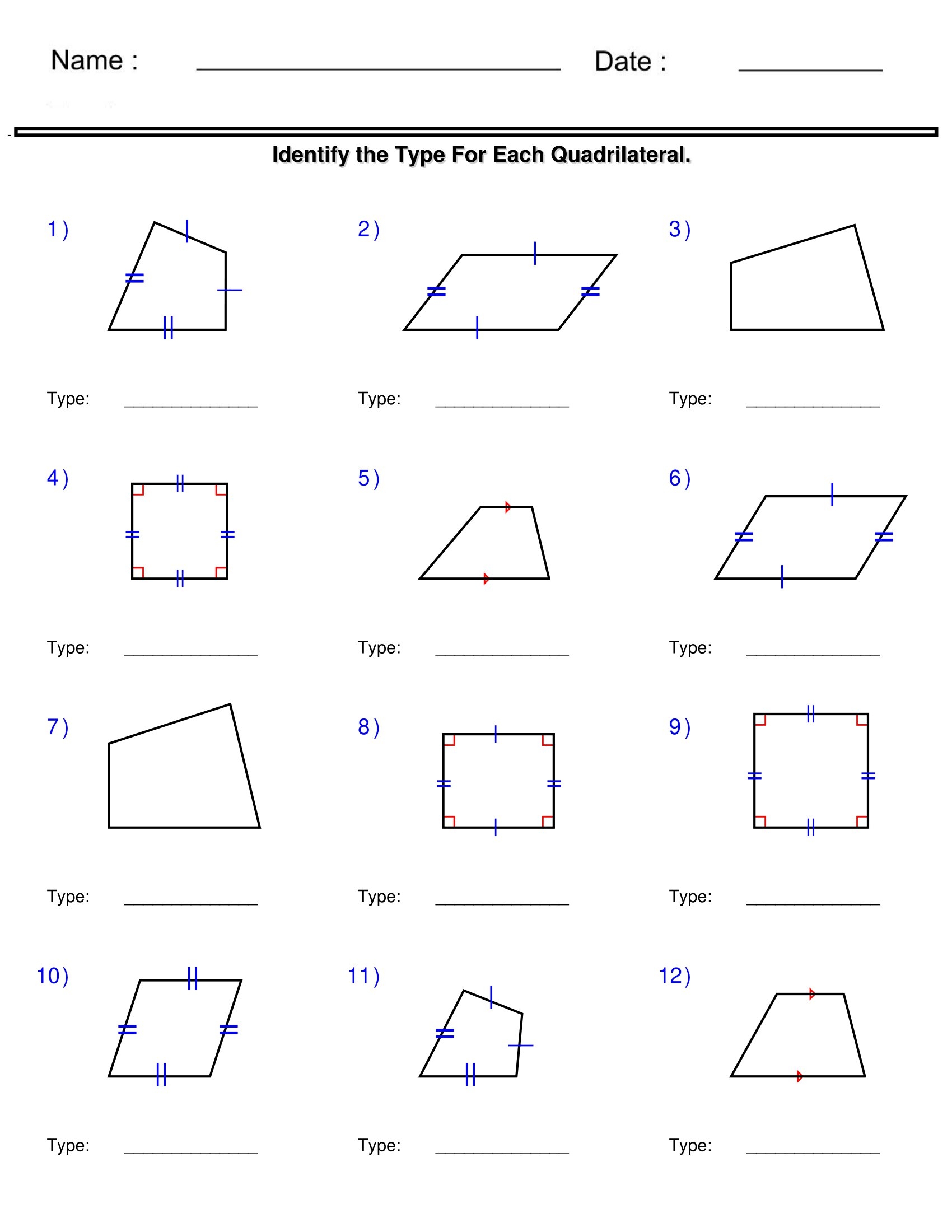 Identify The Type For Quadrilateral Quadrilaterals And Polygons Worksheets Made By Teachers Identify The Type For Quadrilateral Quadrilaterals And Polygons Worksheets Made By Teachers