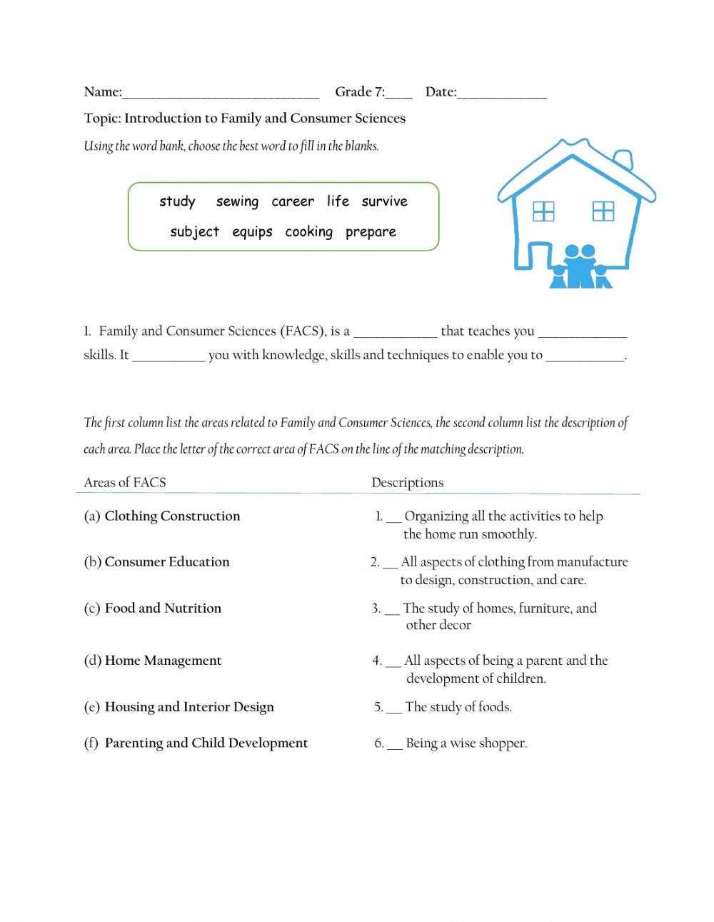 Introduction To Family Consumer Sciences Worksheet Worksheets Library Teaching Cooking Kitchen Safety Special Education Lesson