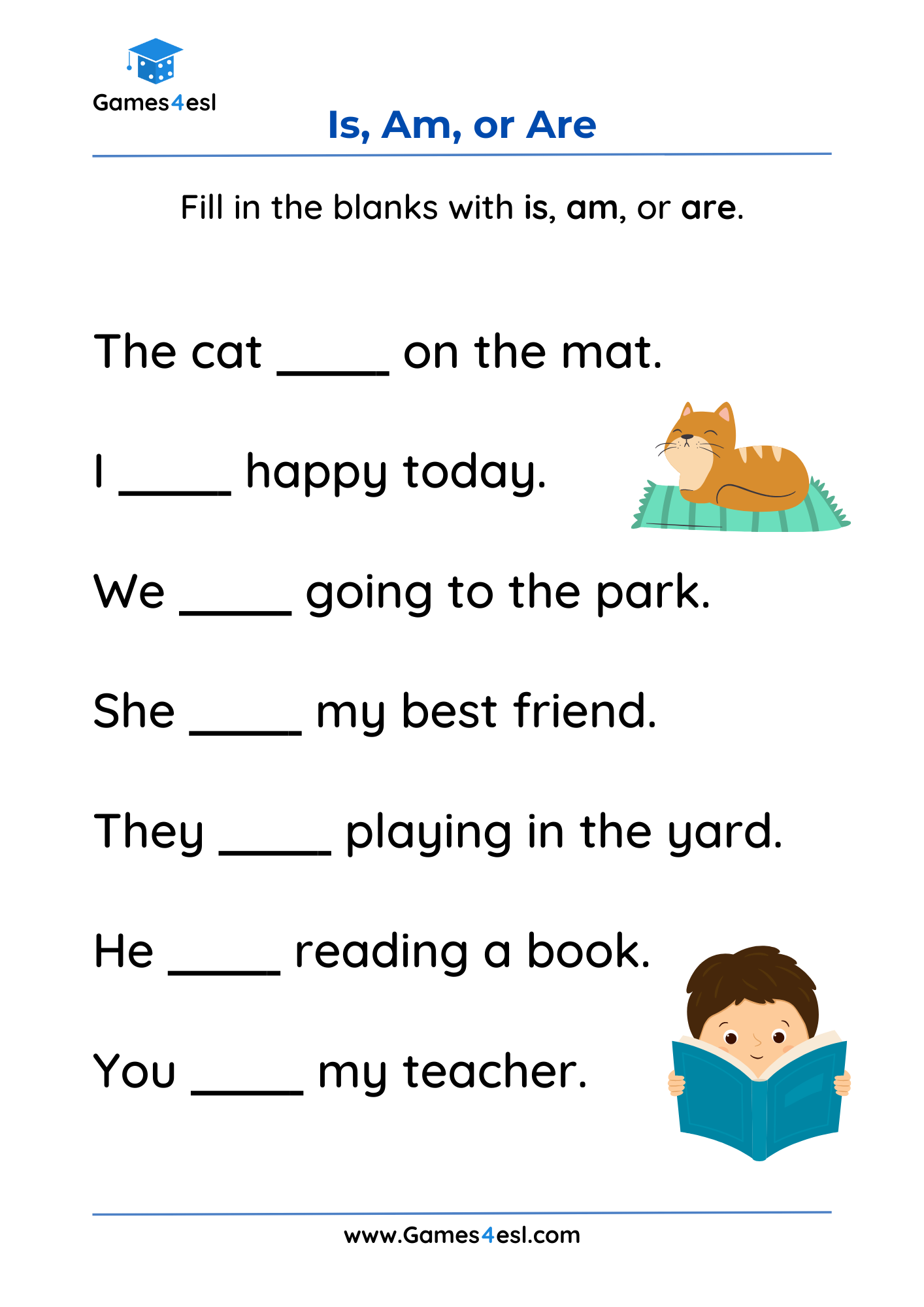 Is Am Are Worksheets Games4esl Is Am Are Worksheets Games4esl